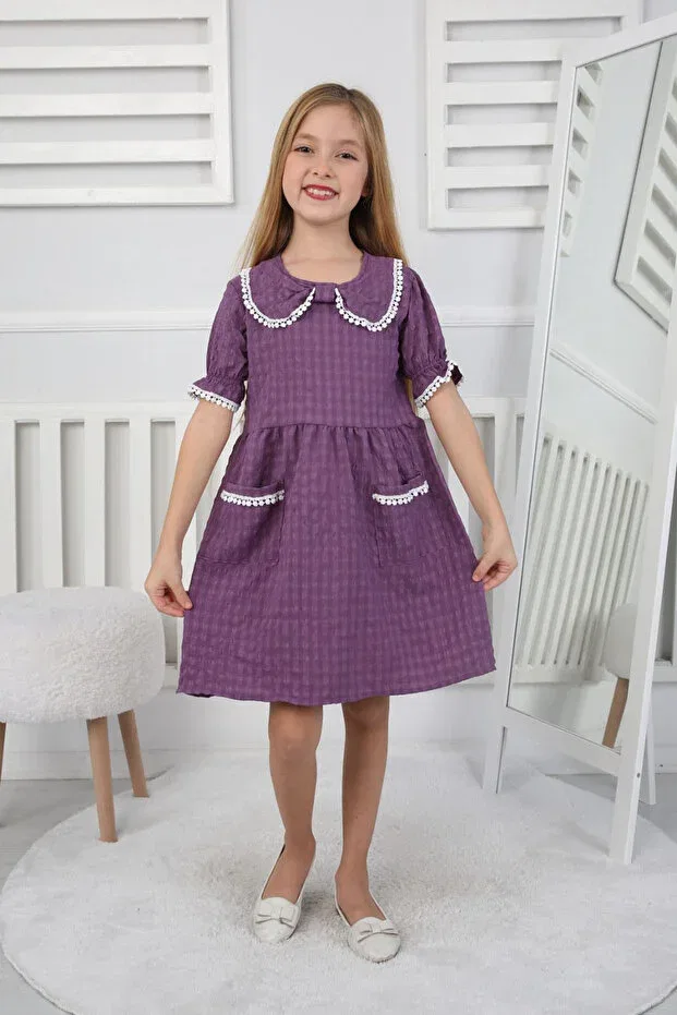 Детское платье для девочек из сейкера Öykü Kids, Plum
