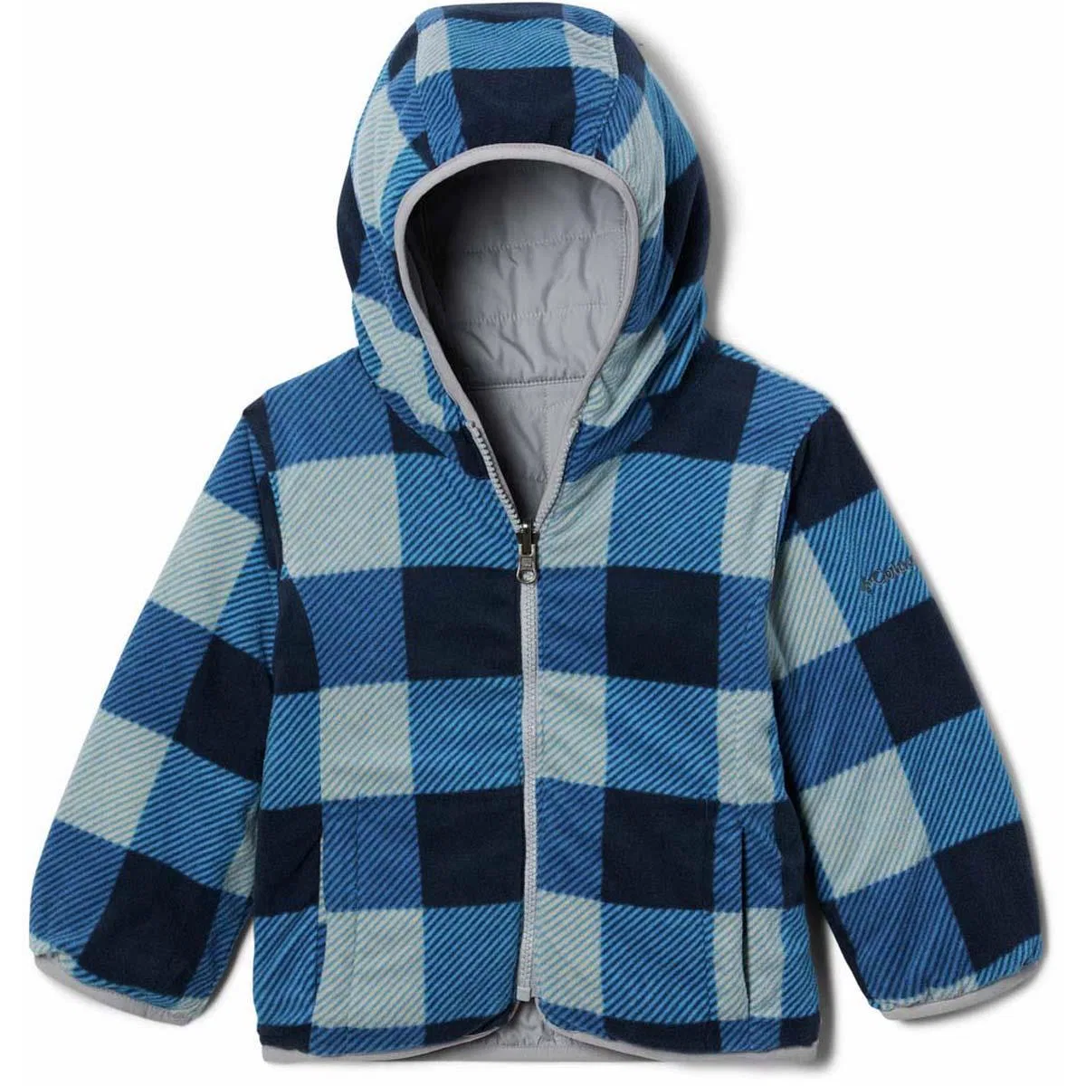 Куртка детская утепленная с капюшоном Double Trouble Columbia, Columbia Grey/Bright Indigo Check Multi — фото 2