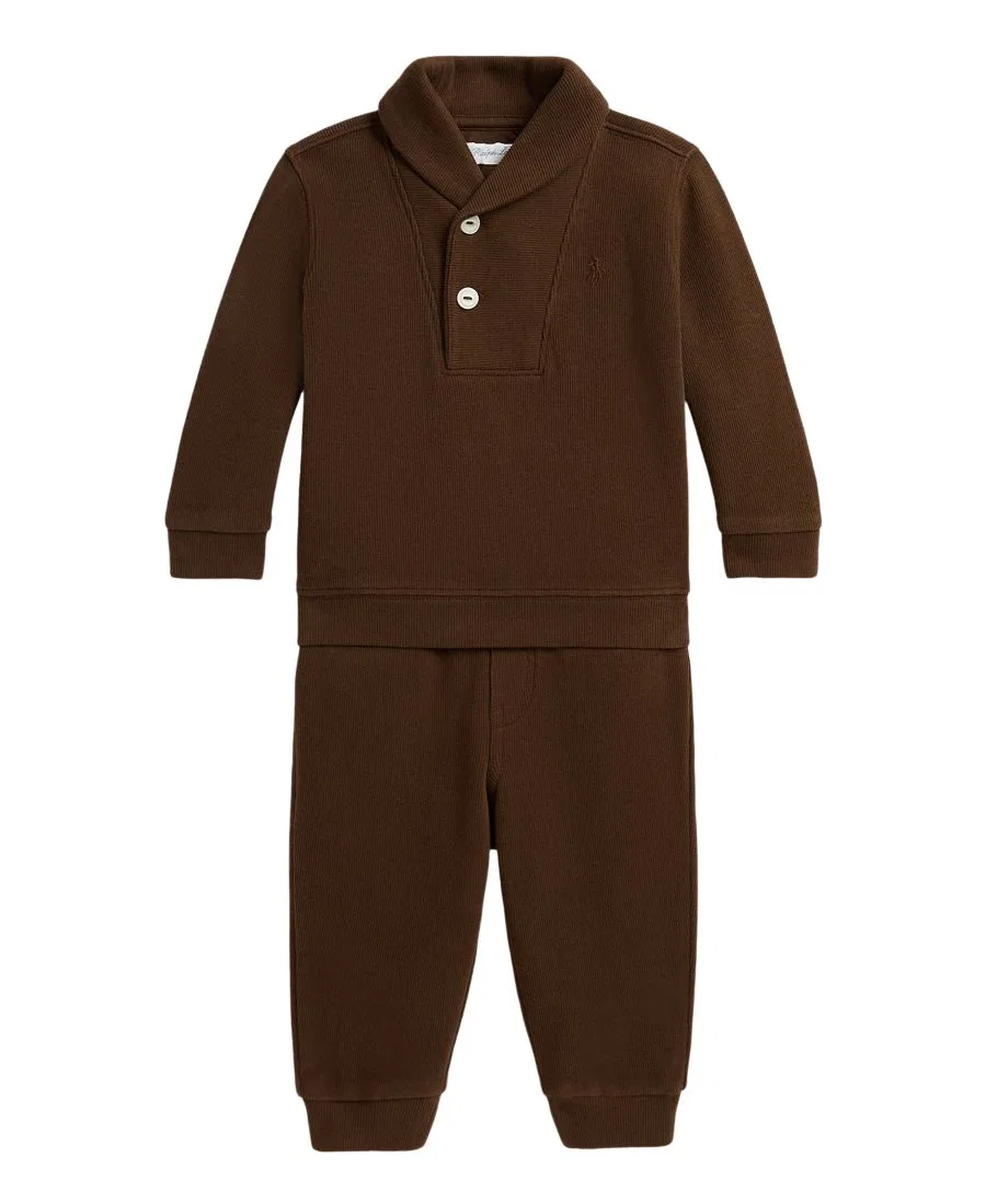 Комплект из свитшота и брюк для мальчика, с вышивкой Pony Polo Ralph Lauren, Chocolate