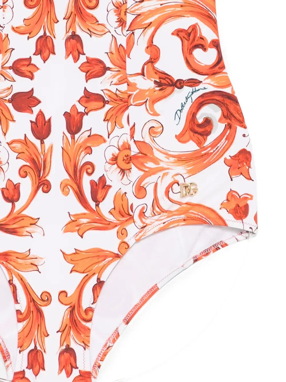 Купальник с принтом из майолики Dolce & Gabbana, белый — фото 3