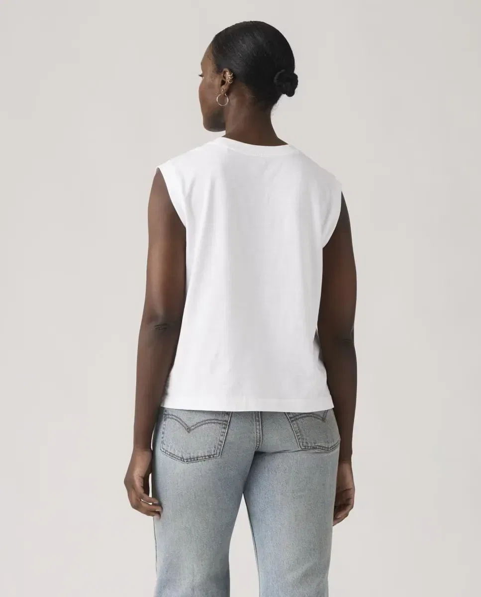Женская футболка без рукавов с принтом Levi's, Blanco — фото 2