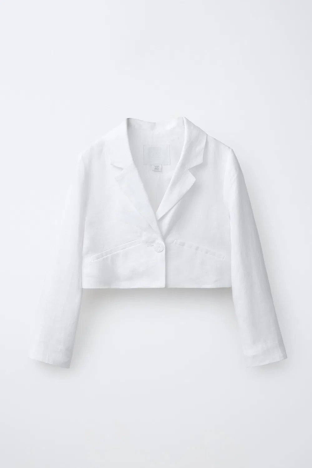 Укороченный блейзер из 100% льна ZARA, Oyster-White
