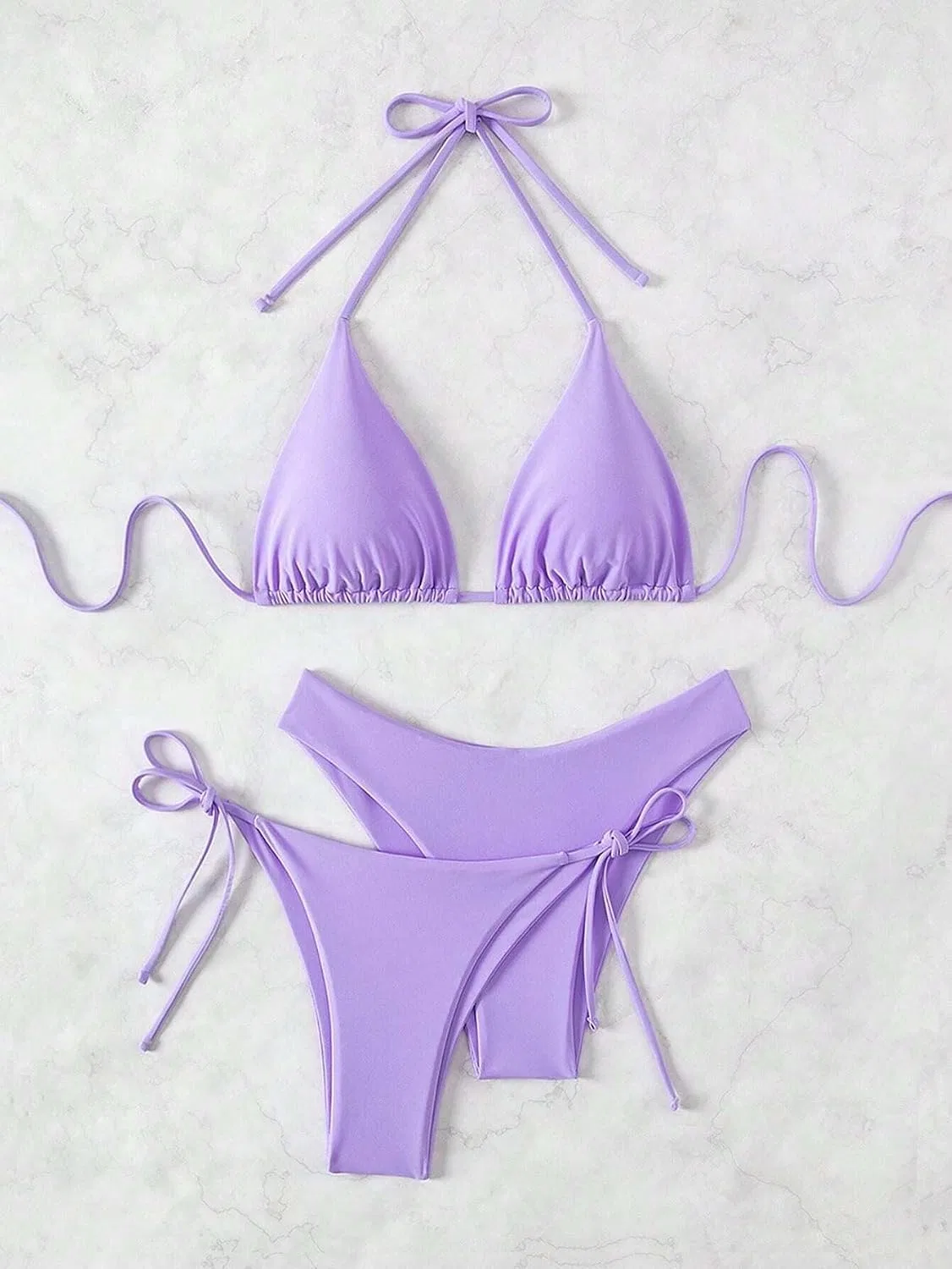 Женский бикини-сет с высокой талией Generic, Mauve Purple — фото 3