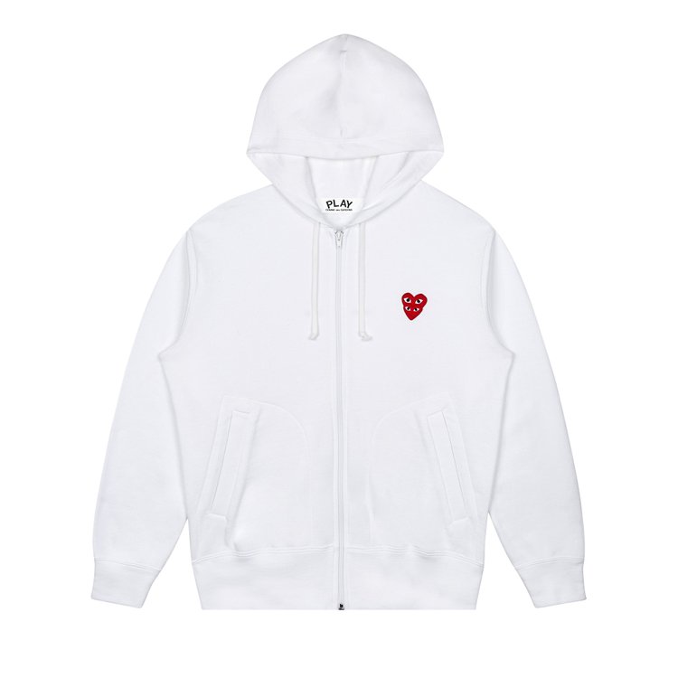 Толстовка Comme des Garçons PLAY Stacked Heart Hooded Sweatshirt 'White', белый - фото