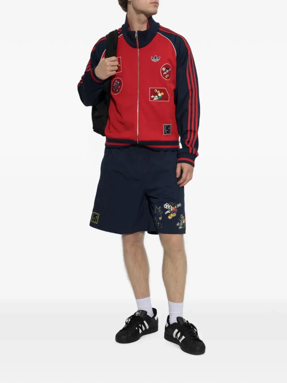 Спортивные шорты adidas X Disney x Brain Dead с аппликацией из мультфильма, синий — фото 2