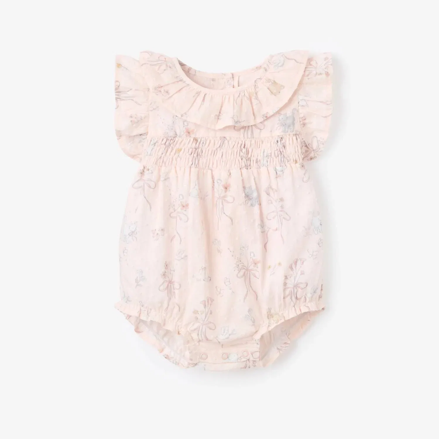 Детский боди-комбинезон для девочек с цветочным принтом Fleur De Provence Smocked Bubble Elegant Baby, розовый — фото 3