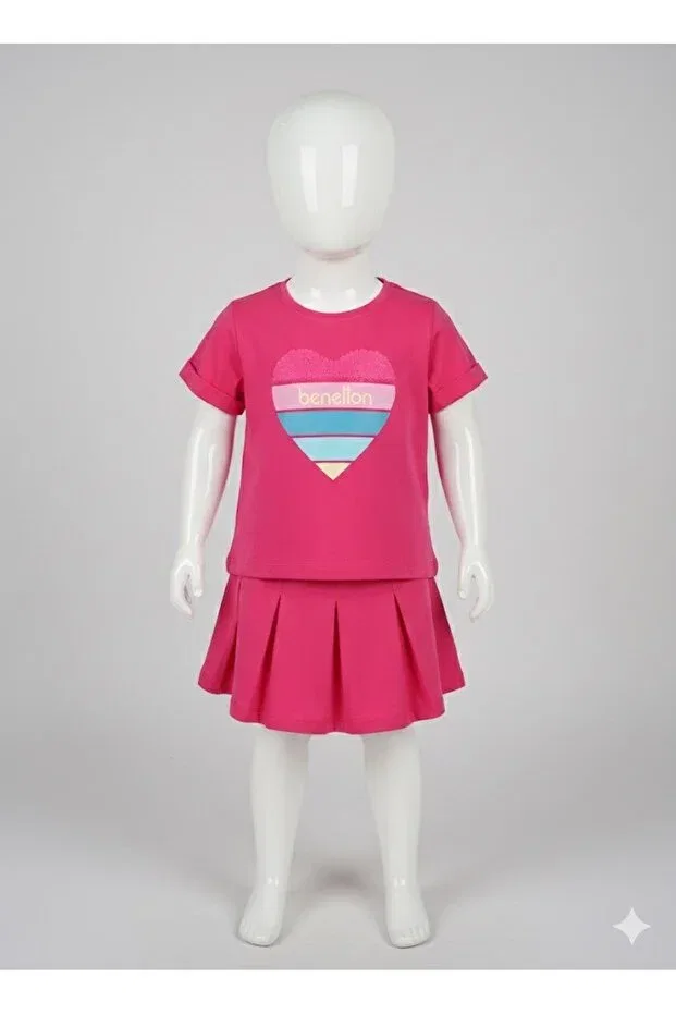 Детская футболка для девочек с коротким рукавом Benetton, Pink