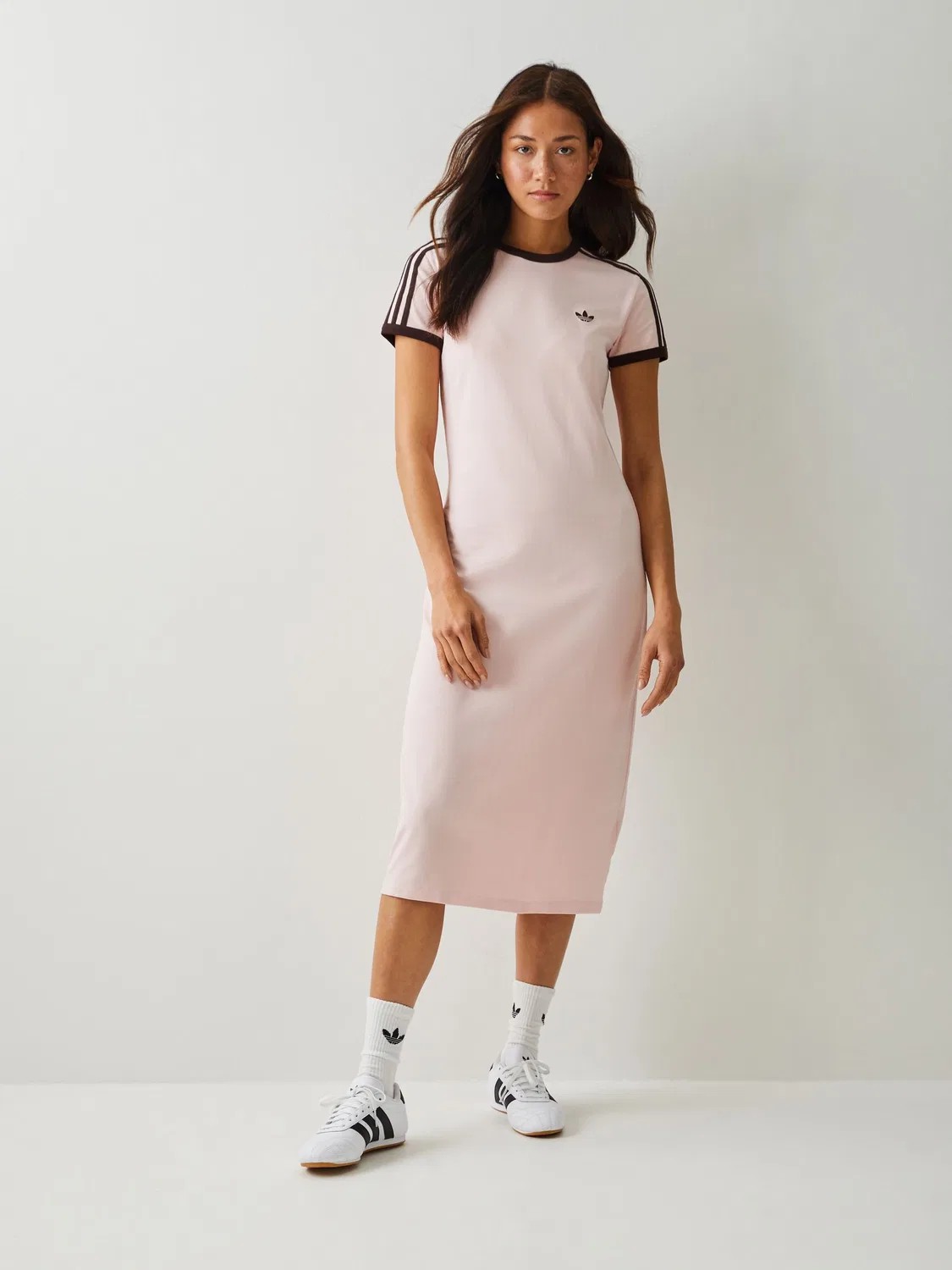 Платье с тремя полосками, slim fit, Adicolor, adidas Originals, розовый