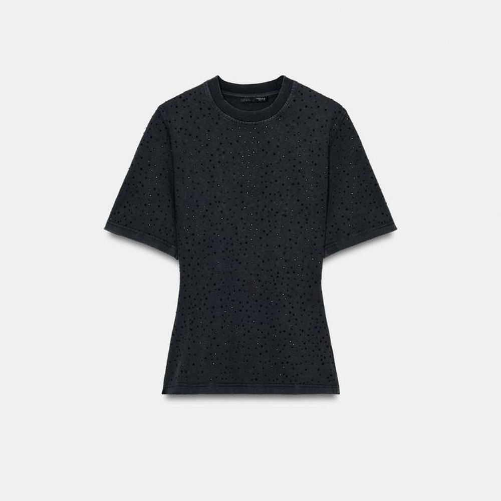 

Футболка Zara Shiny Short Sleeve, черный