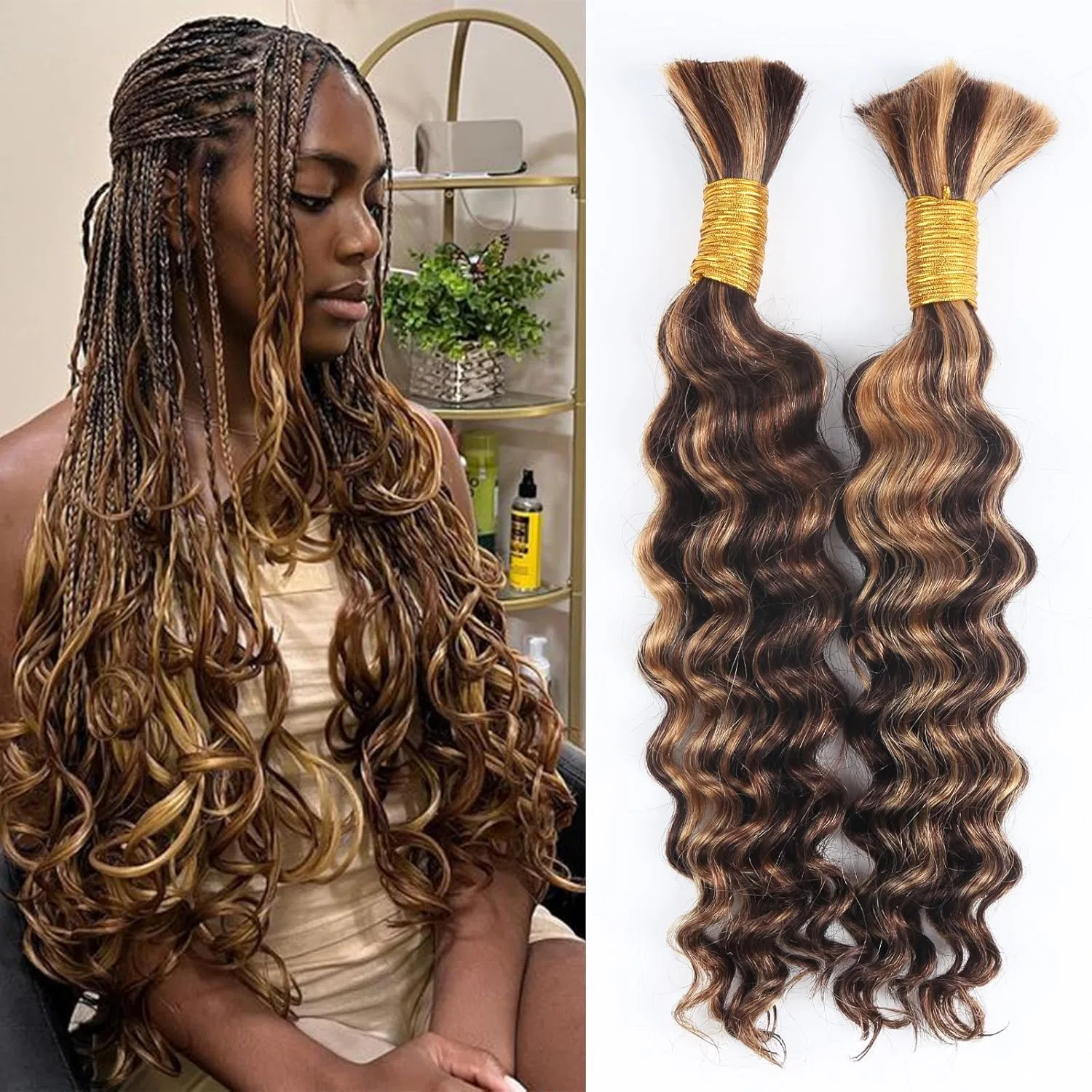 Натуральные волосы для плетения кос Deep Wave от Generic Folique, #430 Ombre Brown