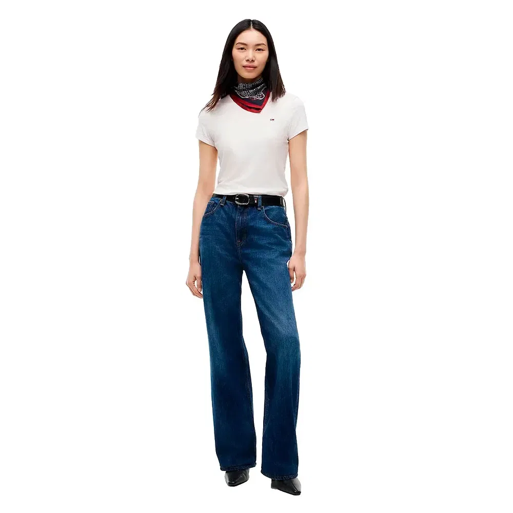 Женская хлопковая футболка с коротким рукавом Tommy hilfiger, White — фото 4