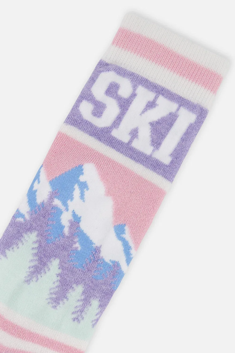 Детские носки для горнолыжного спорта с принтом гор Baby Ski Socks Deux par Deux, Light Pink — фото 3