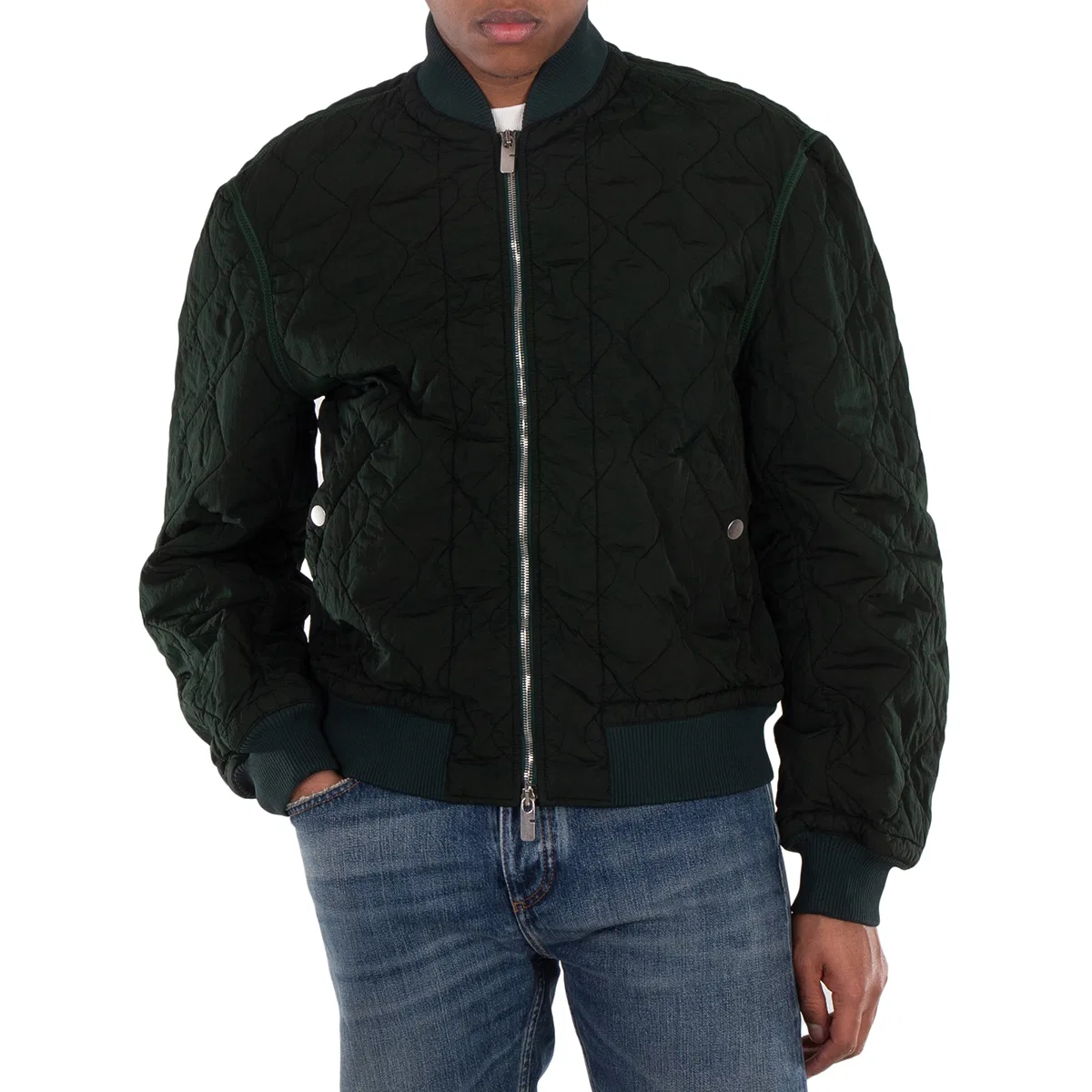 Куртка-бомбер стеганая с длинным рукавом Quilted Long Sleeve Bomber Jacket Burberry, Ivy — фото 2