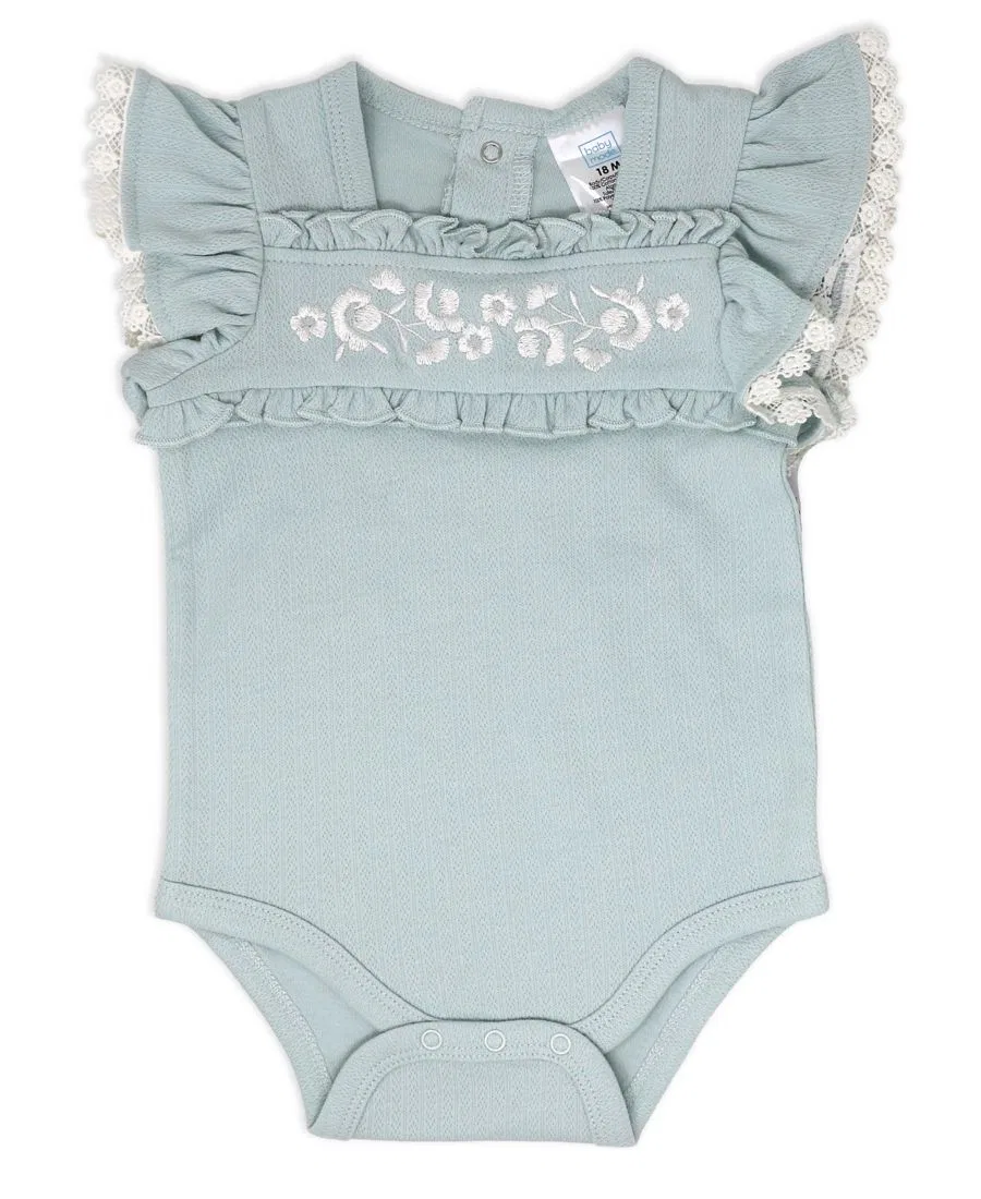 Комплект из боди с коротким рукавом, джинсовых штанов и повязки на голову Baby Mode, Denim Blue — фото 2