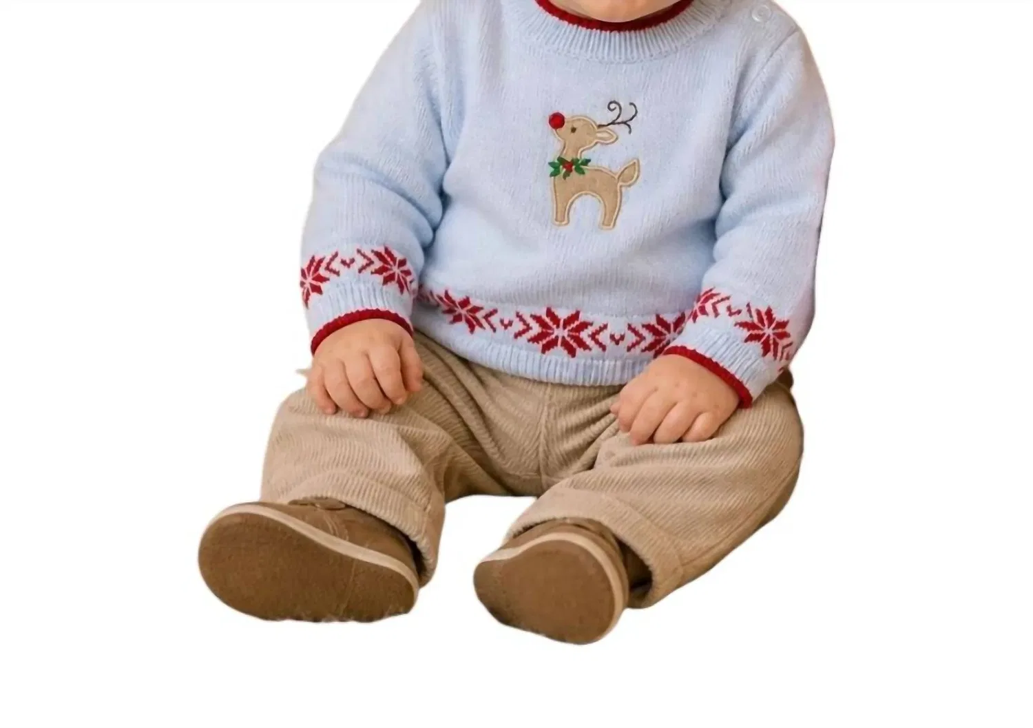 Детский свитер для мальчиков с принтом оленя Christmas Holiday Reindeer Zubels, Light Blue