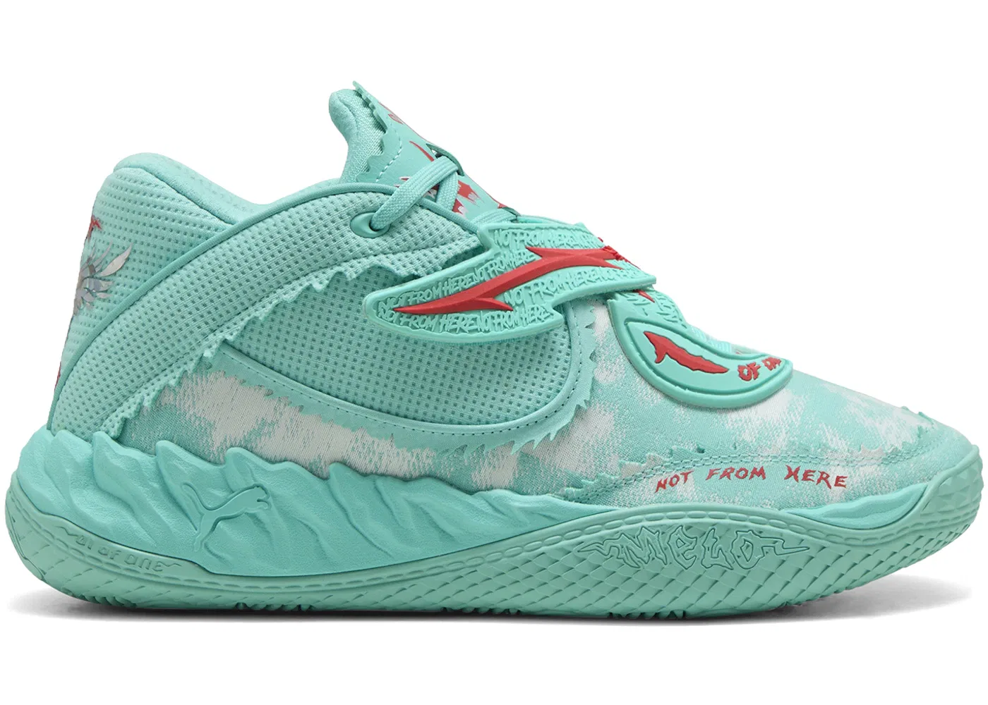 Детские кроссовки для мальчиков баскетбольные Puma LaMelo Ball MB.05 Melo World (GS), Aquatic/For All Time Red