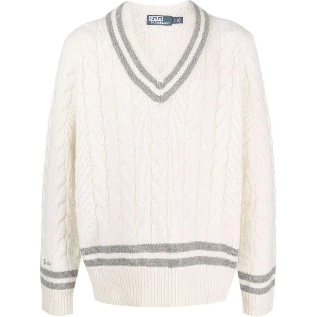 Женский кашемировый свитер с V-образным вырезом Bone White Polo Ralph Lauren