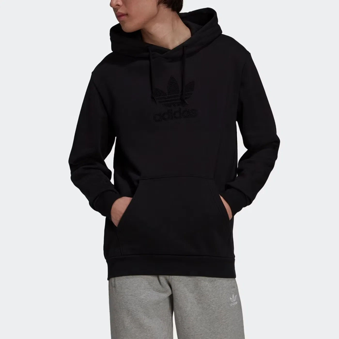 Пуловер спортивный с логотипом Adidas, черный — фото 2
