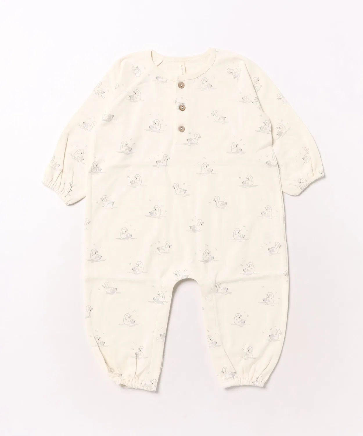 Детский комбинезон-пузырь с длинным рукавомHenley Bubble Jumpsuit Swans Quincy Mae, Ivory