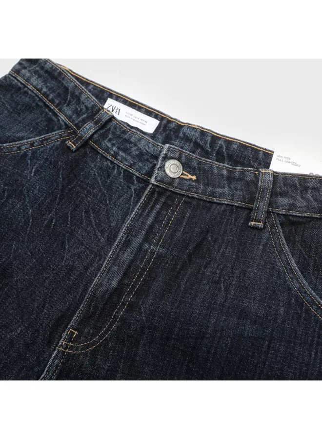 Джинсы классические мягкие удобные Zara, темно-синий — фото 4