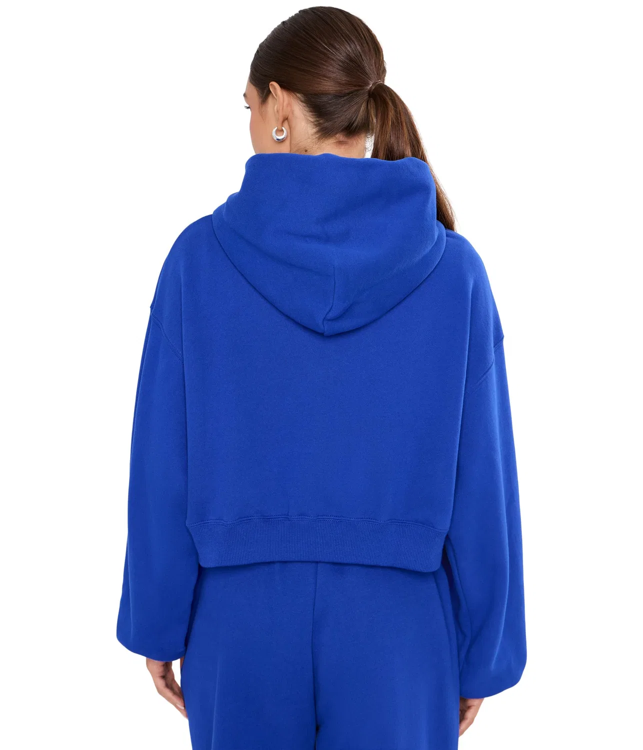 Укороченная толстовка Studio Fleece средней плотности на молнии. Nike, Old Royal/Sail — фото 4
