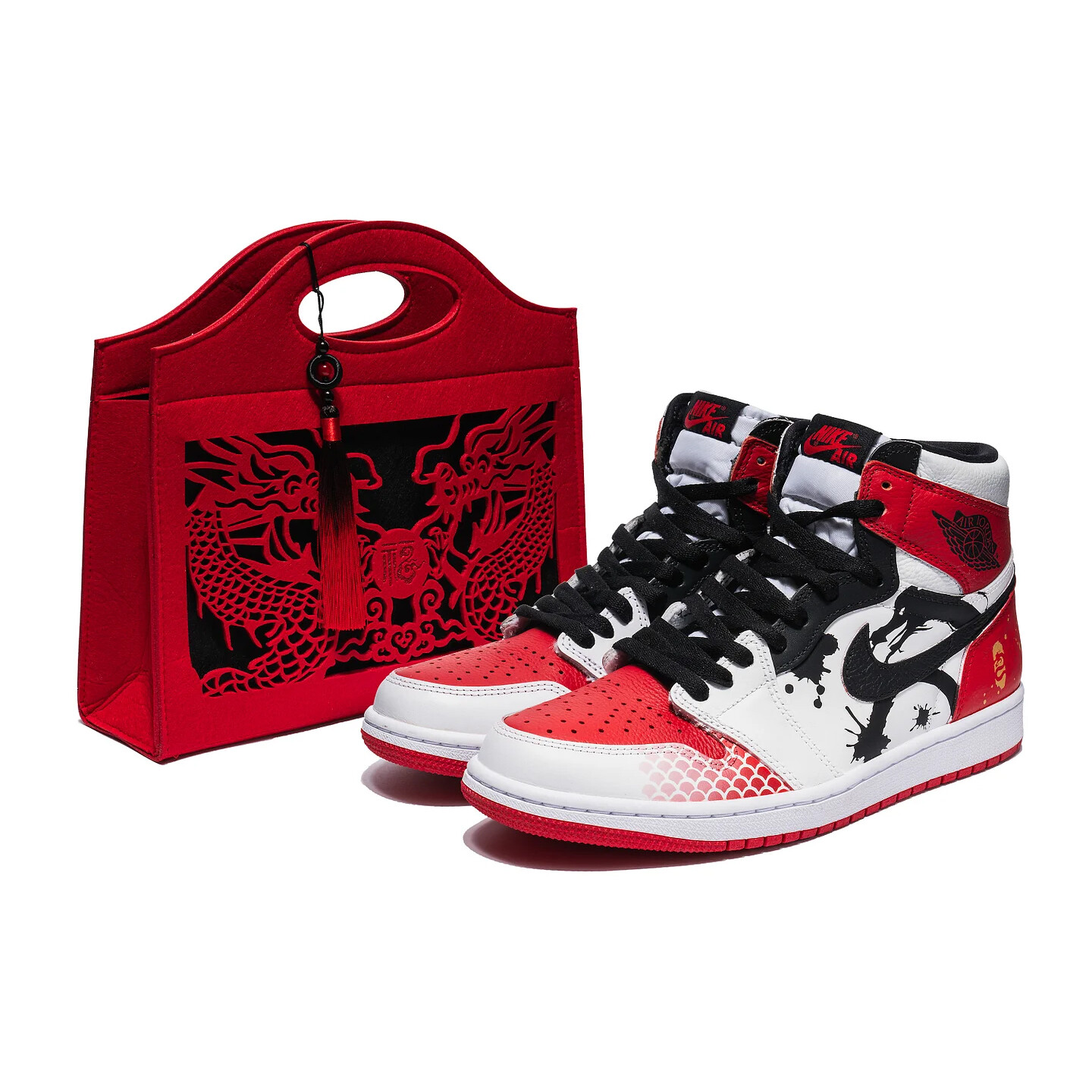 

Кроссовки Air JORDAN 1 Vintage Basketball Women's High-Top, белый/красный/черный