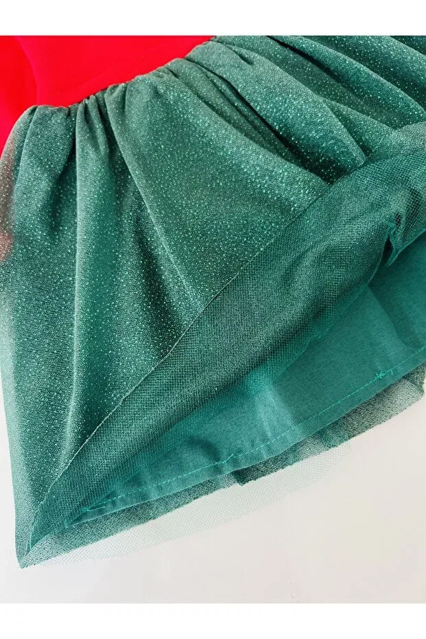 Детское платье для девочек с принтом Christmas Colored Baby, Red — фото 3