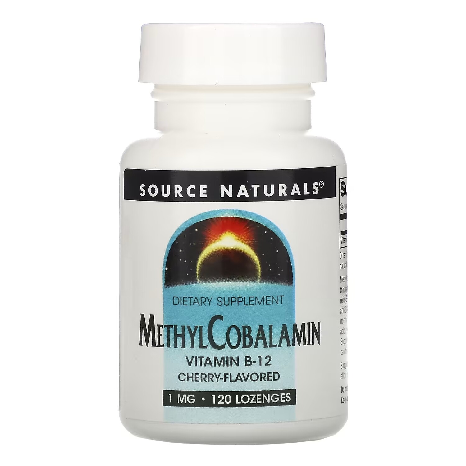 

Source Naturals витамин B12 в виде метилкобаламина со вкусом вишни 1 мг, 120 леденцов