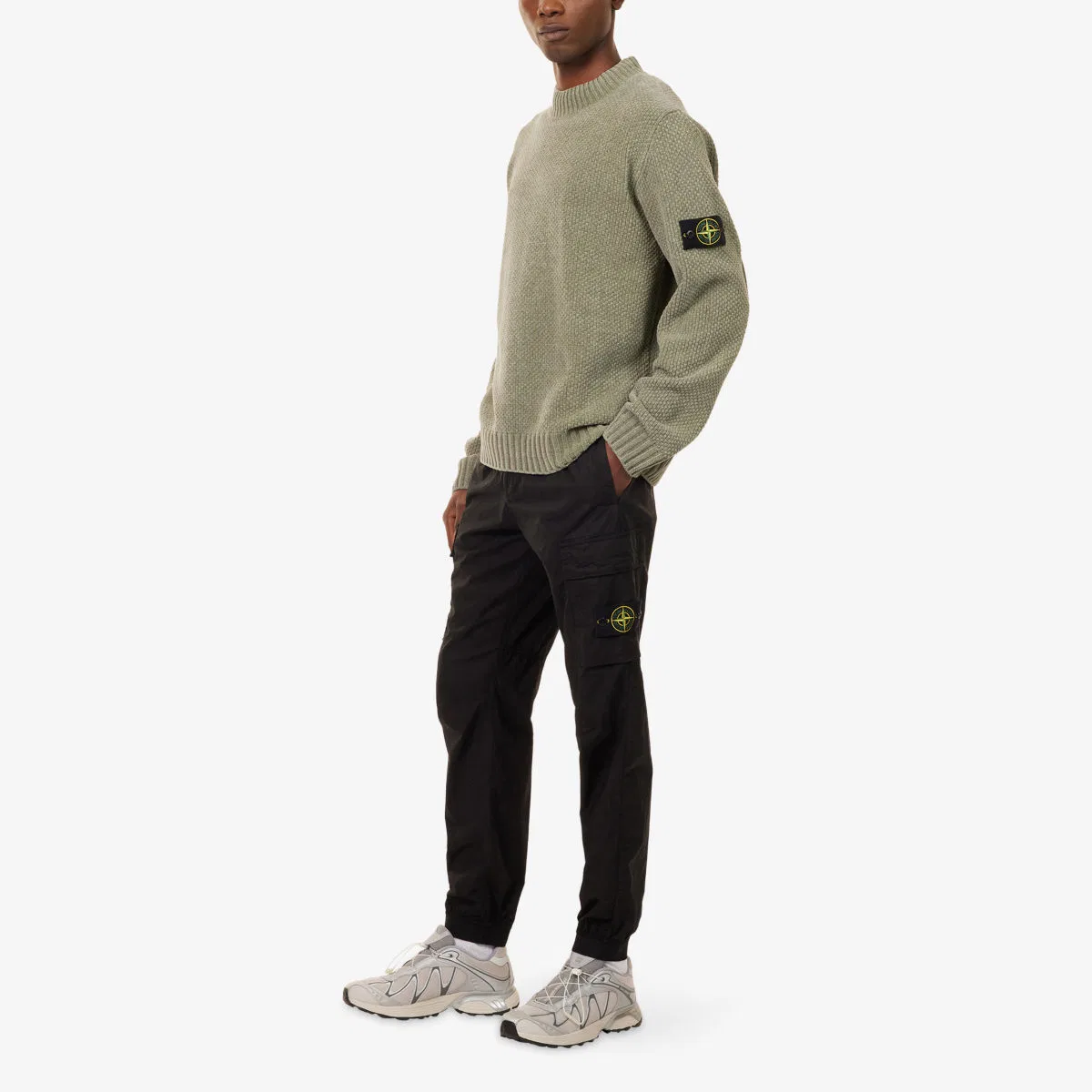 Хлопчатобумажные брюки-карго paracadute Stone Island, черный — фото 2
