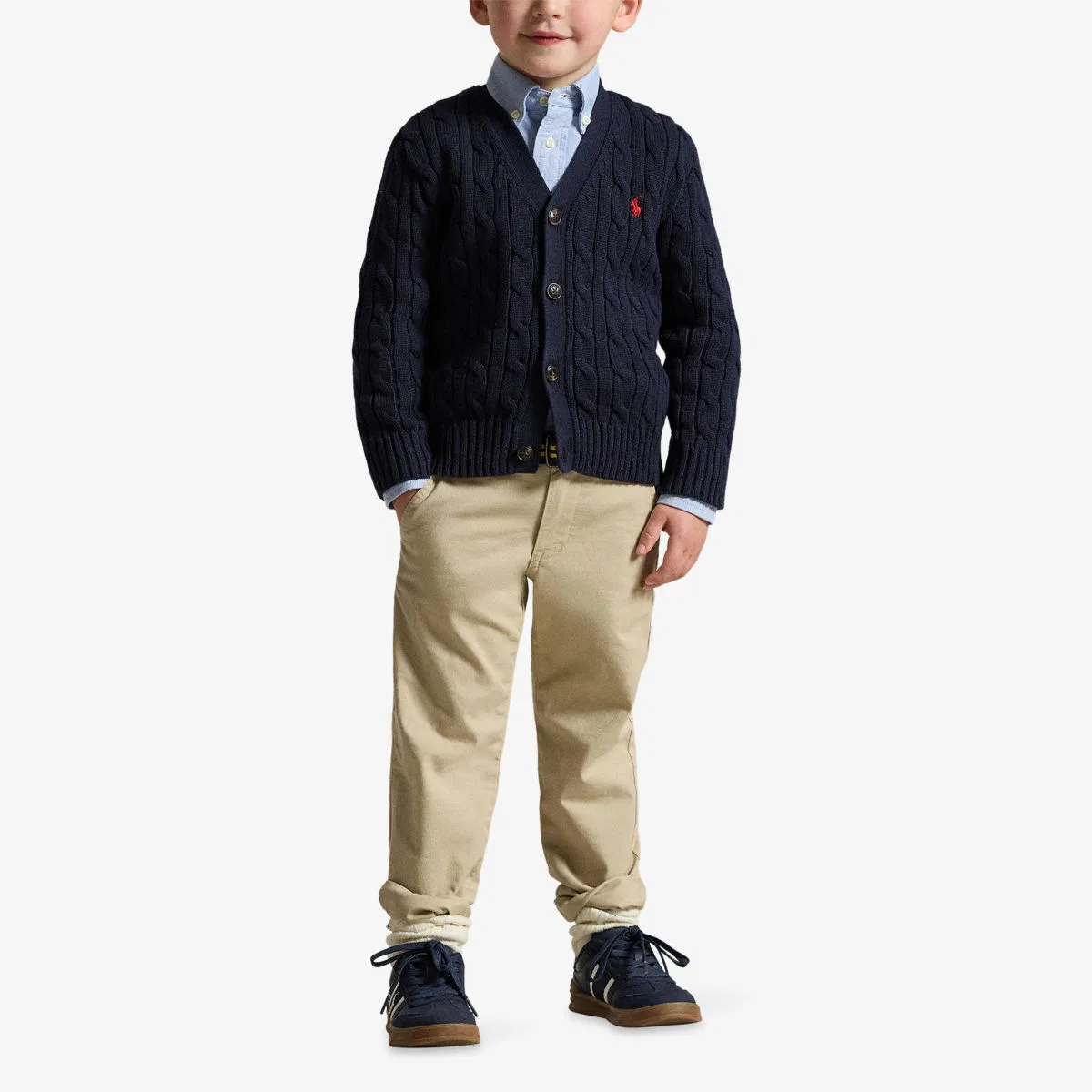 Детские брюки прямого кроя из эластичного хлопка Polo Ralph Lauren, хаки — фото 2