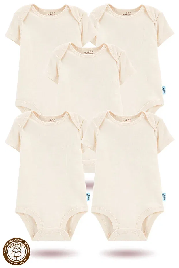 Детское боди-комбинезон для новорожденных хлопковый набор 5 шт Basics Mahfel, Cream — фото 3