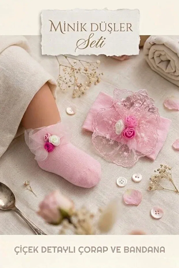 Детский комплект носков и повязки для новорожденных девочек Esinti, Pink