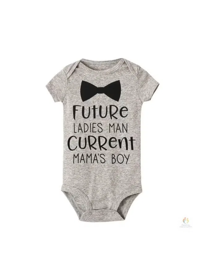 Боди-комбинезон с принтом Future Ladies Man Current Mama’s Boy Matching Family Outfits, серый — фото 2