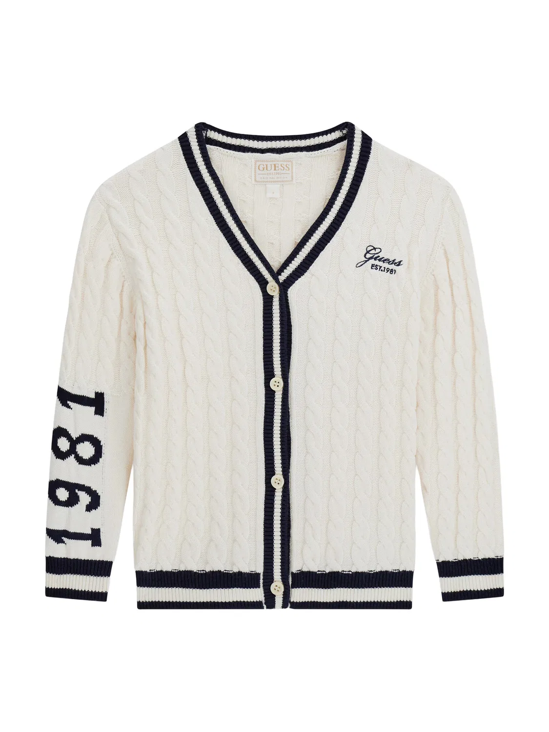 Кардиган стандартного кроя для девочки Guess, кремовый