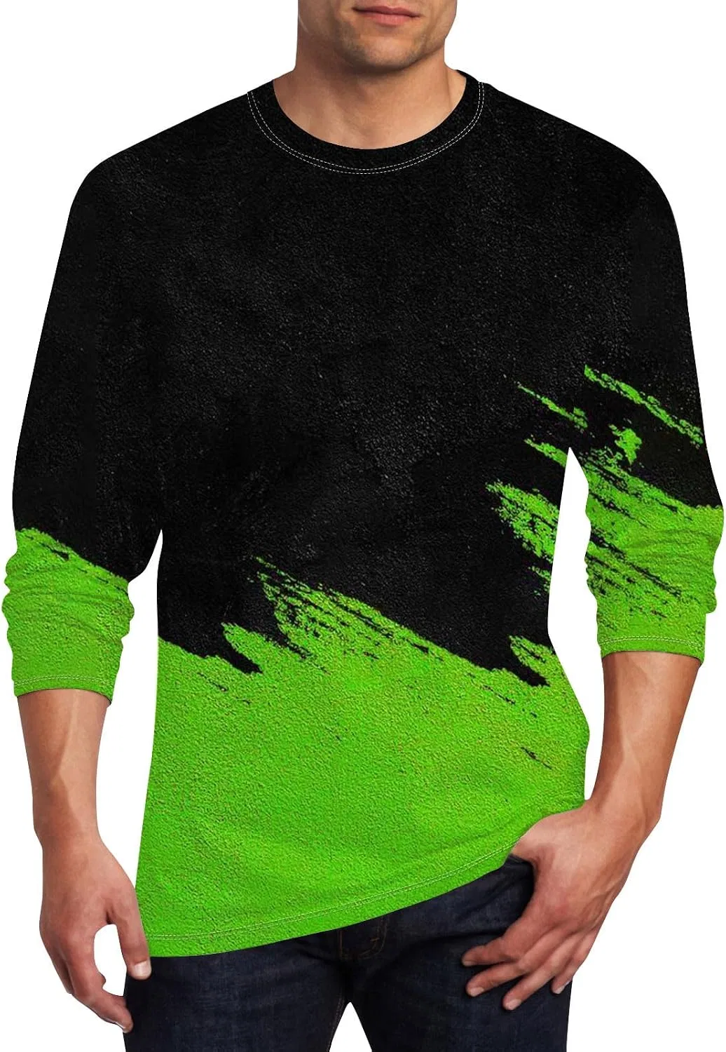Мужская хлопковая футболка с длинным рукавом, Green