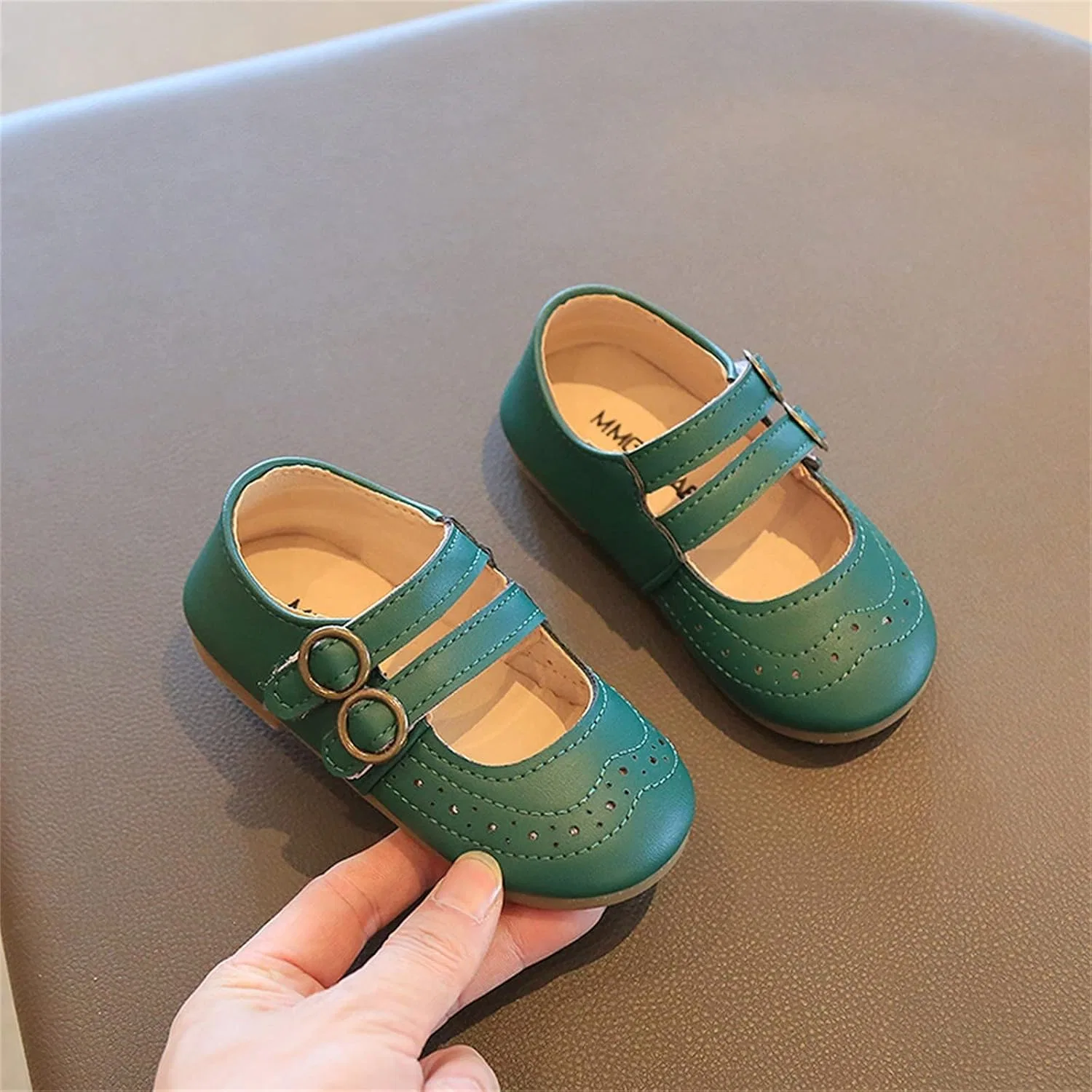 Детские ботинки для девочек с перфорацией Link Shoes Summer And Autumn, Green — фото 3