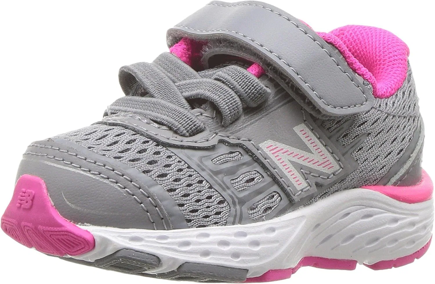 Детские кроссовки для девочек с липучкой 680V5 New Balance, Steel/Pink Glo