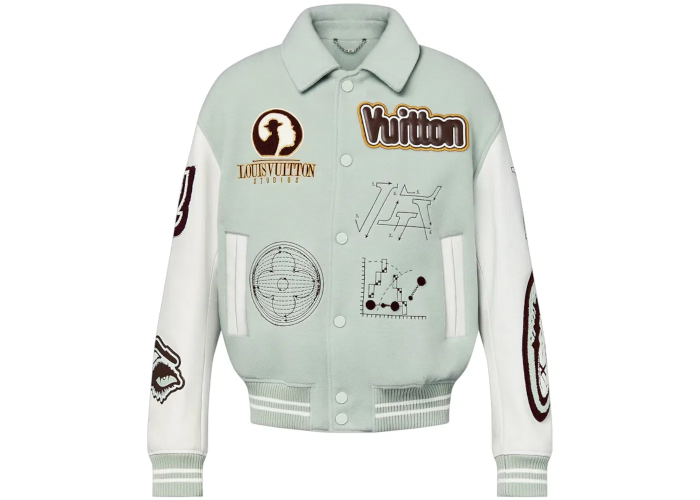 Мужская куртка-блузон из кожи Louis Vuitton Varsity, Aqua