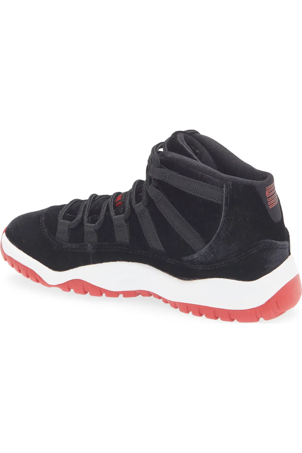 Детские кроссовки ретро на толстой подошве Jordan 11 Retro Low, Black/Gym Red/White — фото 2