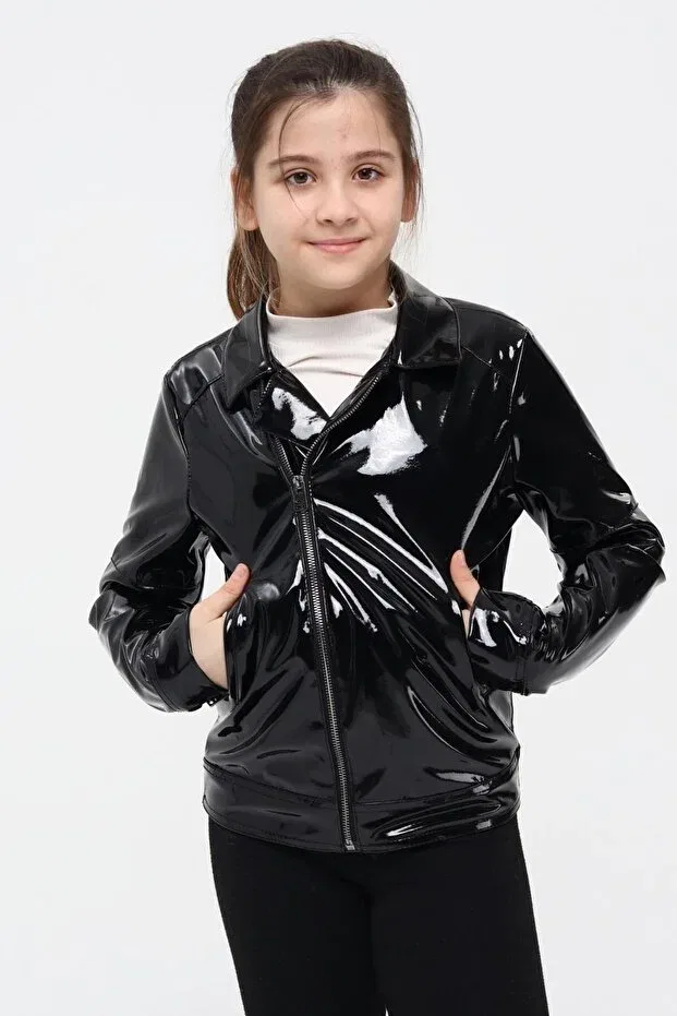 Детская куртка для девочек с принтом Girl'S leather jacket 51262 Benitto Kids, Patent Leather