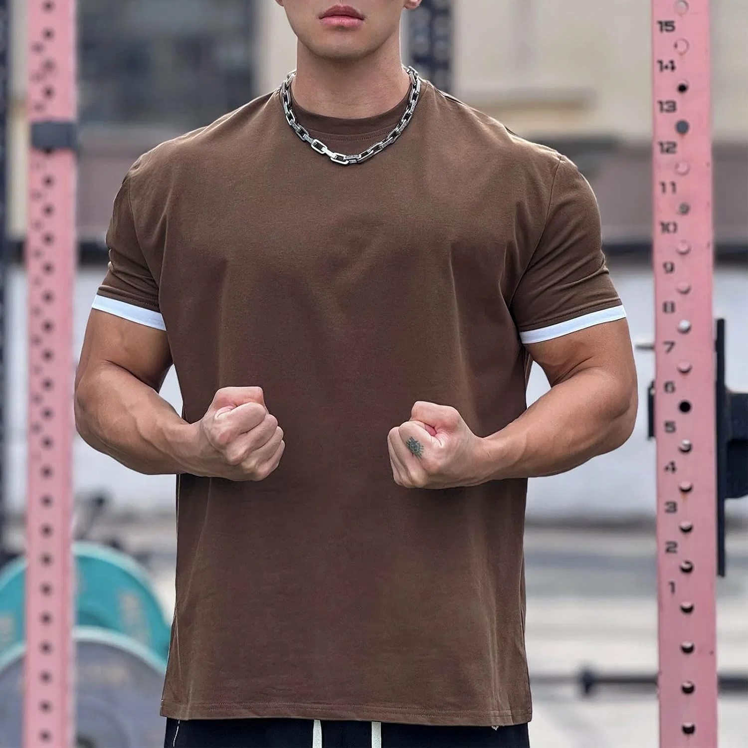 Мужская футболка с круглым вырезом Regular Fit Cotton blend, Brown — фото 2