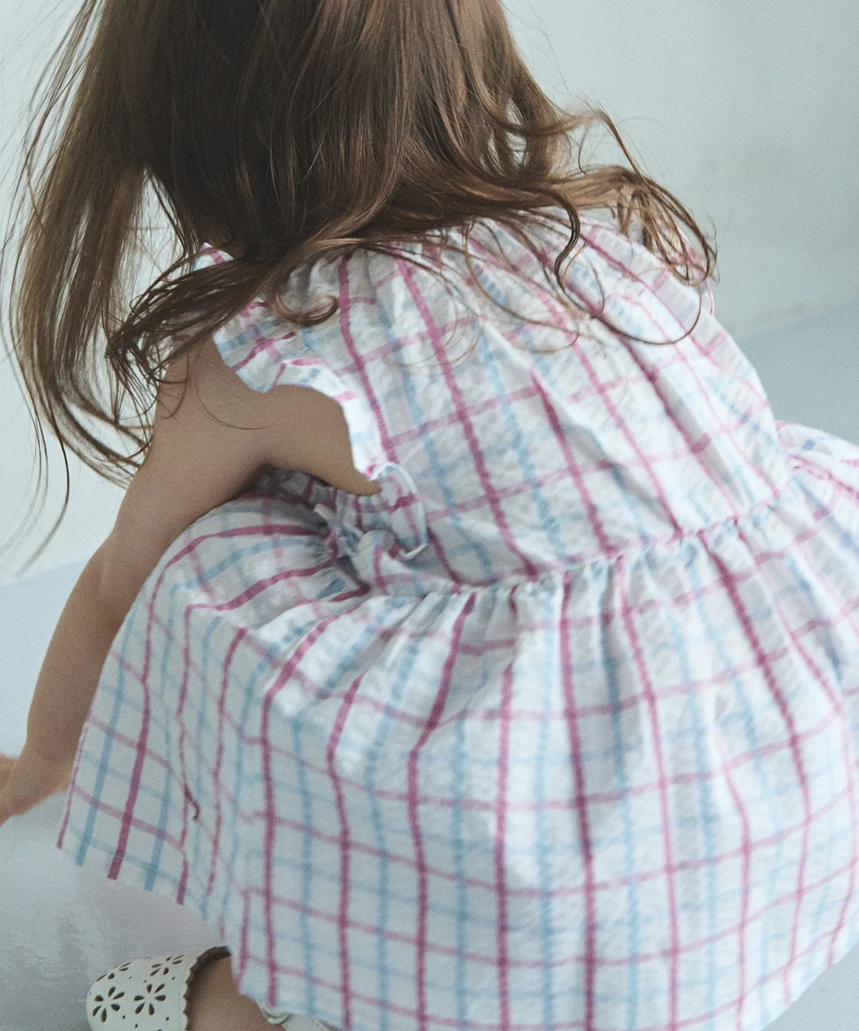 Детский комплект для девочек с принтом, модель Girl's Check Set Up, petit main, Pink — фото 3