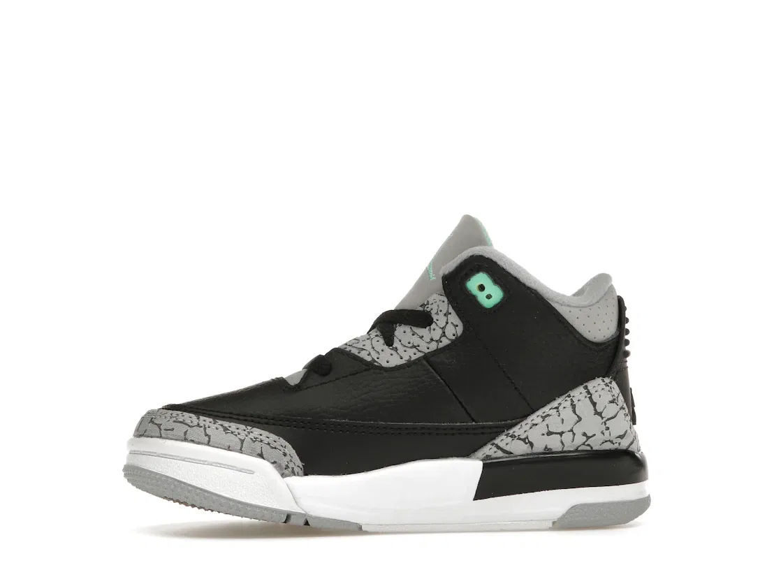 Детские кроссовки Lifestyle с принтом Jordan 3 Retro Jordan, Black/Green Glow/Wolf Grey/White — фото 3