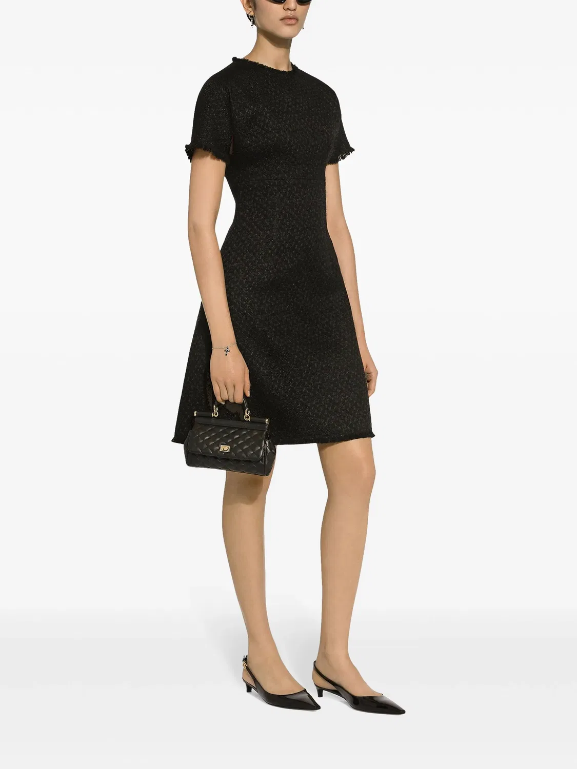 Мини-платье с аппликацией логотипа Dolce & Gabbana, черный — фото 2