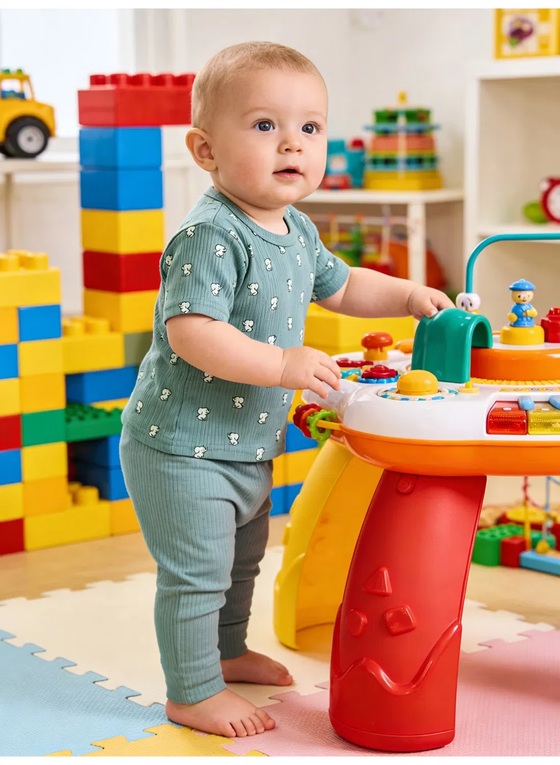 Комплект футболка и пижама с коротким рукавом с принтом Babies Basic, зеленый — фото 2