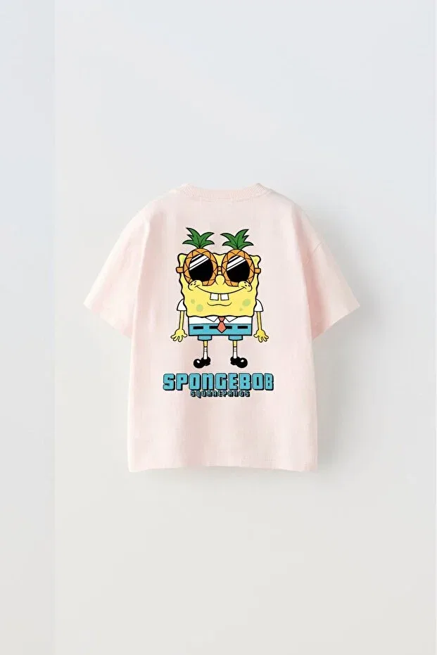 Детская футболка для девочек с принтом Spongebob printed pink kids t-shirt The Champ Clothing, Pink