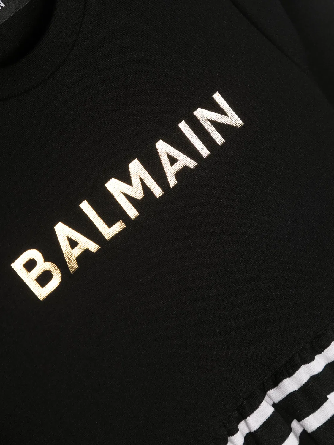 Платье с логотипом и полосками Balmain, черный — фото 2