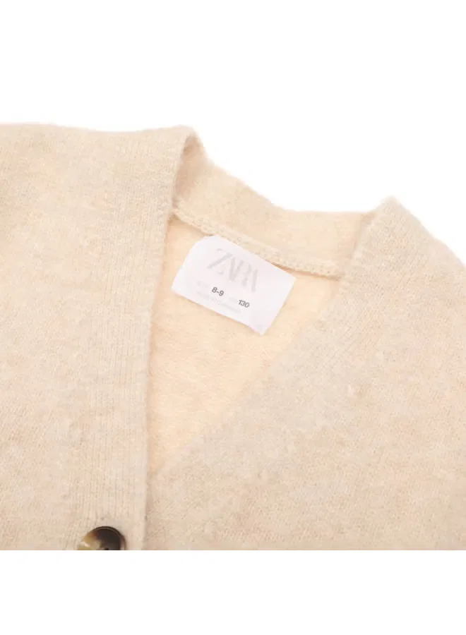 Кардиган вязаный с длинным рукавом Zara, абрикосовый — фото 4