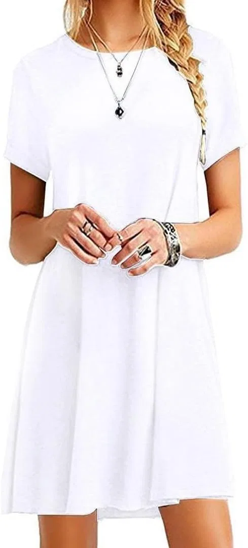 Женское повседневное платье-футболка свободное A-line Demi, White