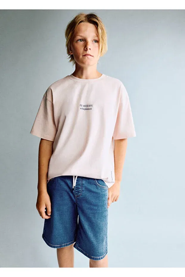 Детские джинсовые шорты для мальчиков с эластичным поясом Mango Kids, Dark Blue